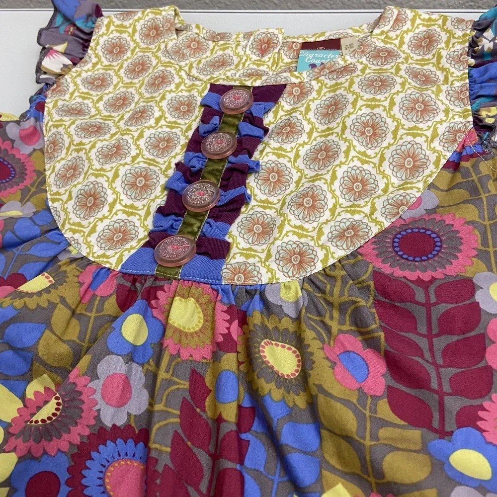 Matilda Jane Kids 6 Multicolor Dress Floral Clock Mixed Print‎ Boho Set of 2